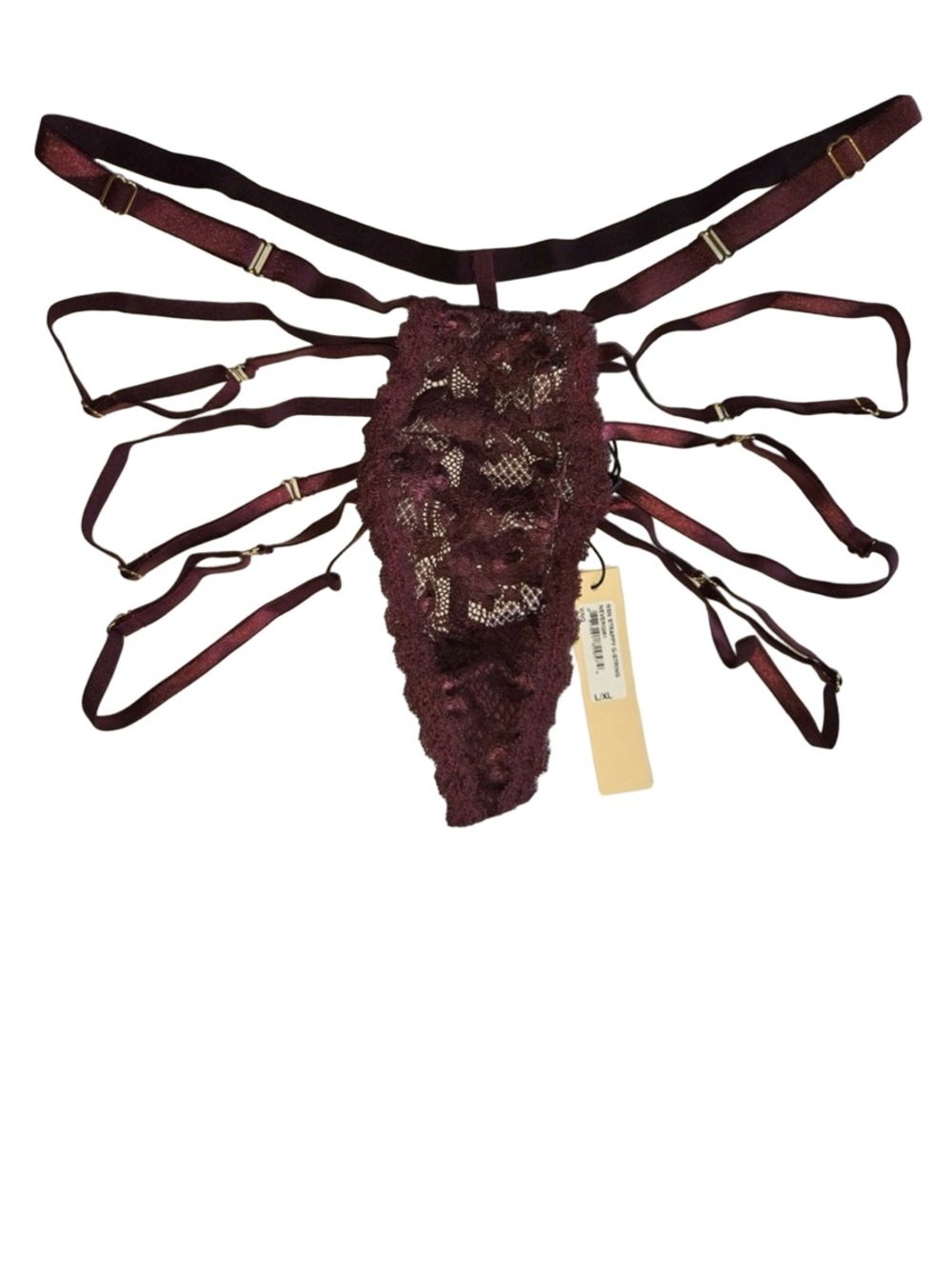 Cosabella Never Say Never Tie Me Down Highwaist G-String in Vino Sz L/XL NWT